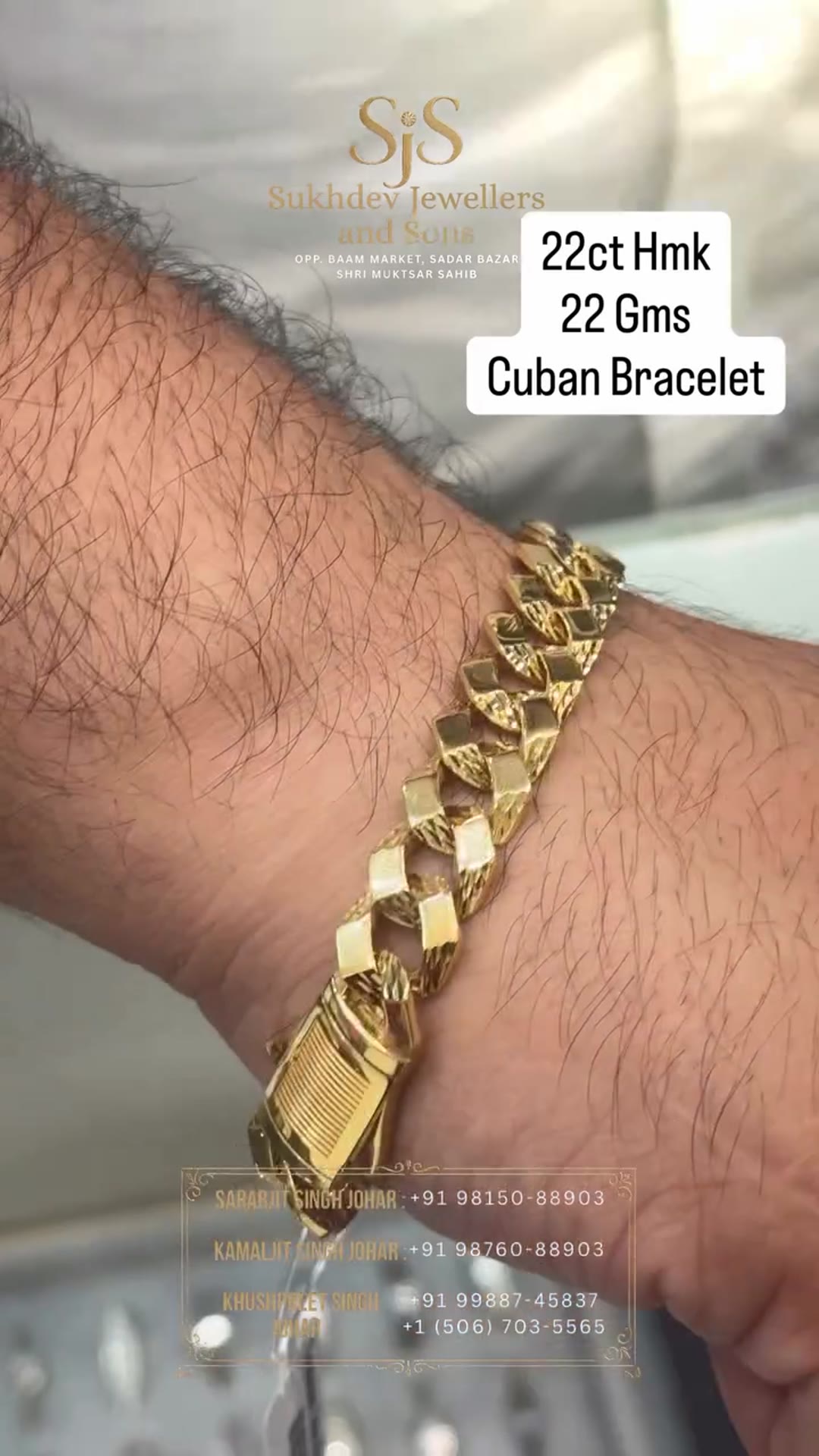 22ct Cuban bracelet, 22 g